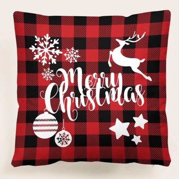 Merry Christmas Holiday Throw Pillow Cover - Picture 1 of 6